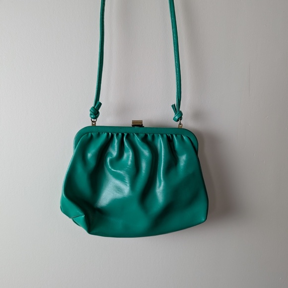 80s Sea-foam Green Handbag Shoulder Crossbody Vintage Clutch Mini Bags Wallet - Picture 3 of 9